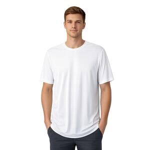 Men’s White Performance T-Shirt Large Wicking Athletic Tee Lightweight Gym Basic